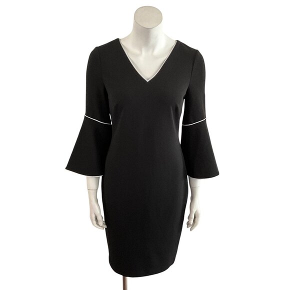 Calvin Klein Bell Sleeve Sheath Dress White Piping 4 Worn On General Hospital - Picture 3 of 11